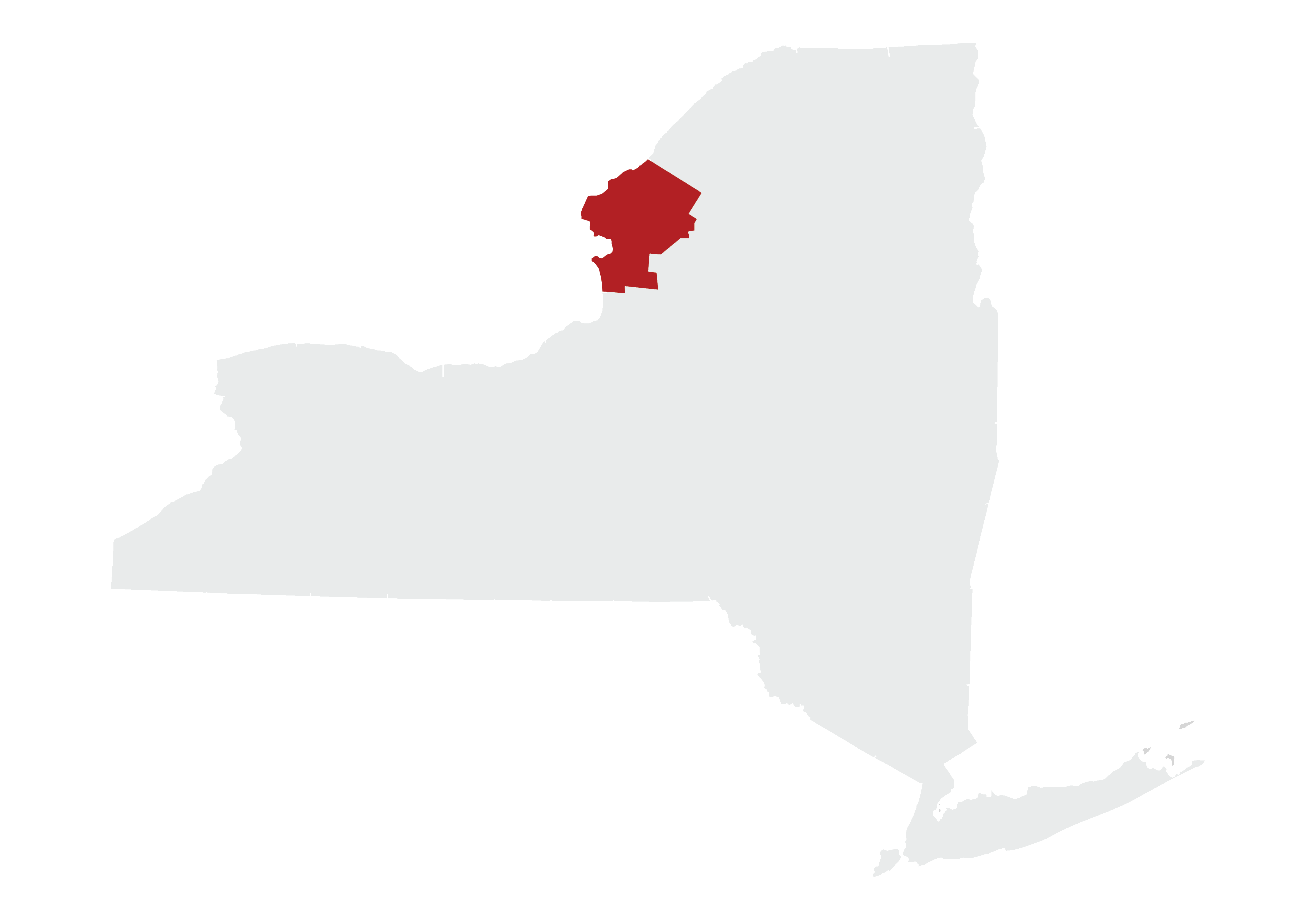 Map of New York State with Jefferson County highlighted.