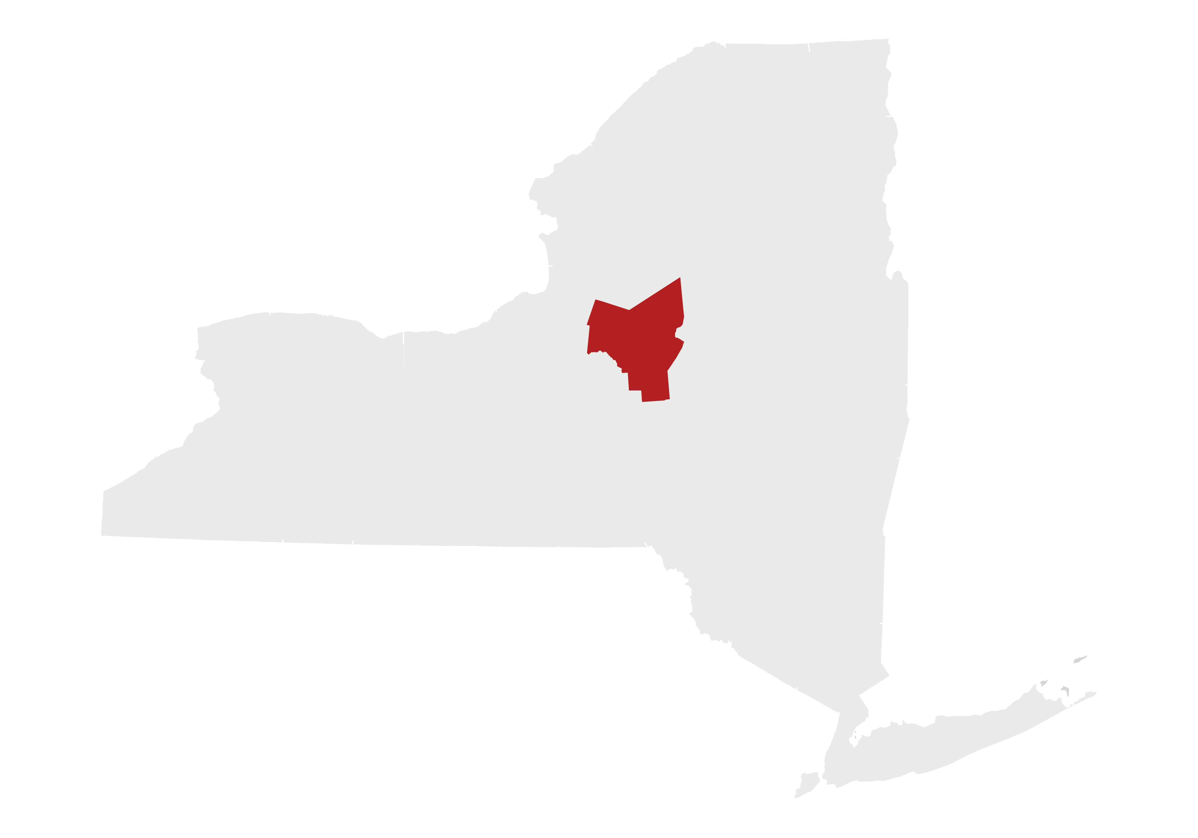 Map of New York State with Oneida County highlighted.