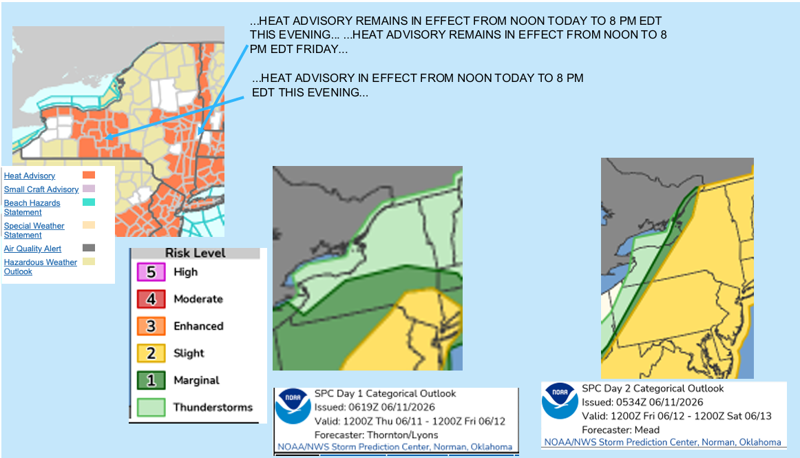Heat Advisory Map for New York