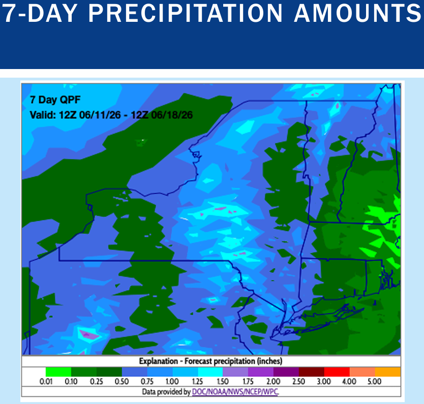 Map of New York for 7-Day Precipitation Amounts