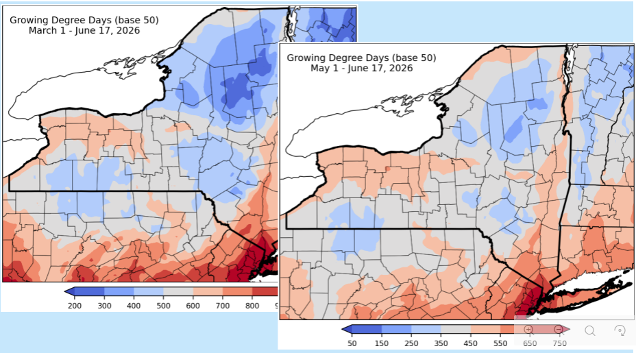 Maps of New York's Growing Degree Days
