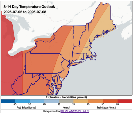 Map of New York for Temperature Outlook