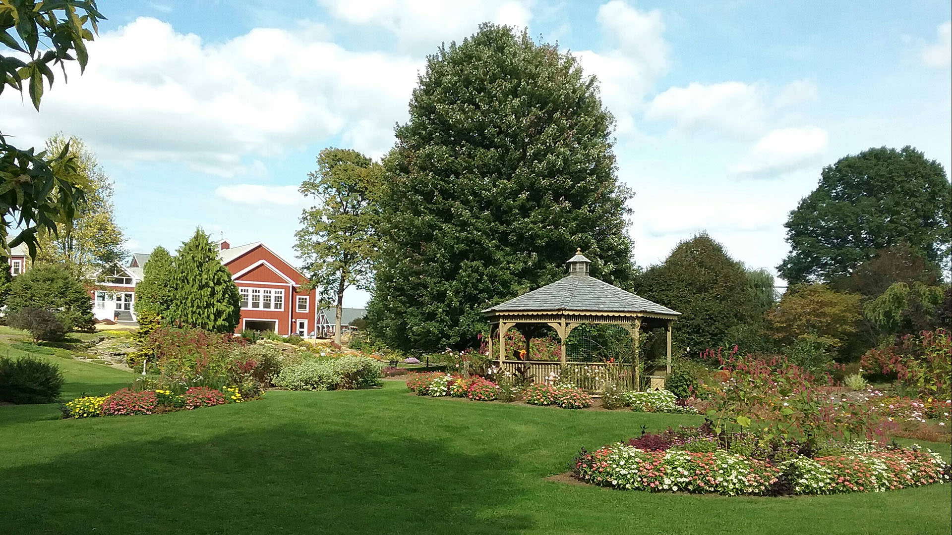 view of gazebo and flowers in cutler botanic garden