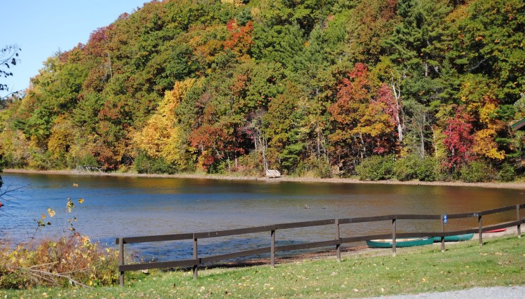 fall picture at camp wabasso looking over lake