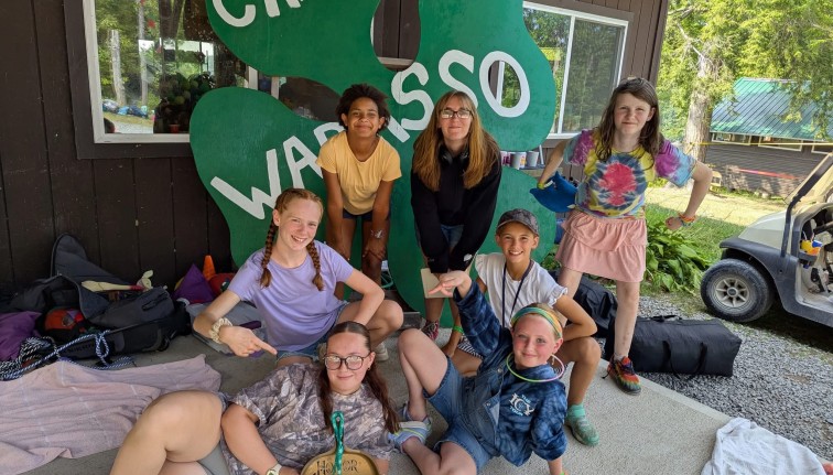 Campers in front of camp wabasso clover