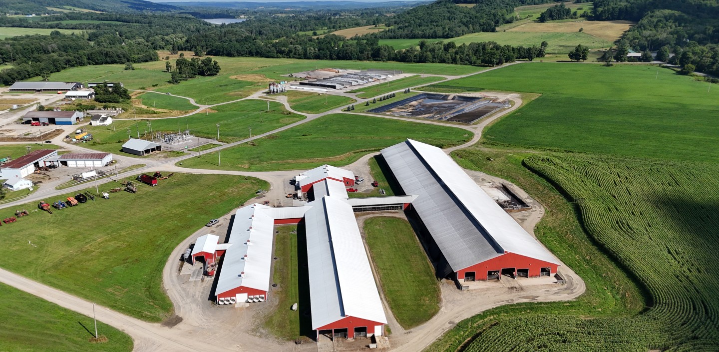 drone footage of Cornell's farm