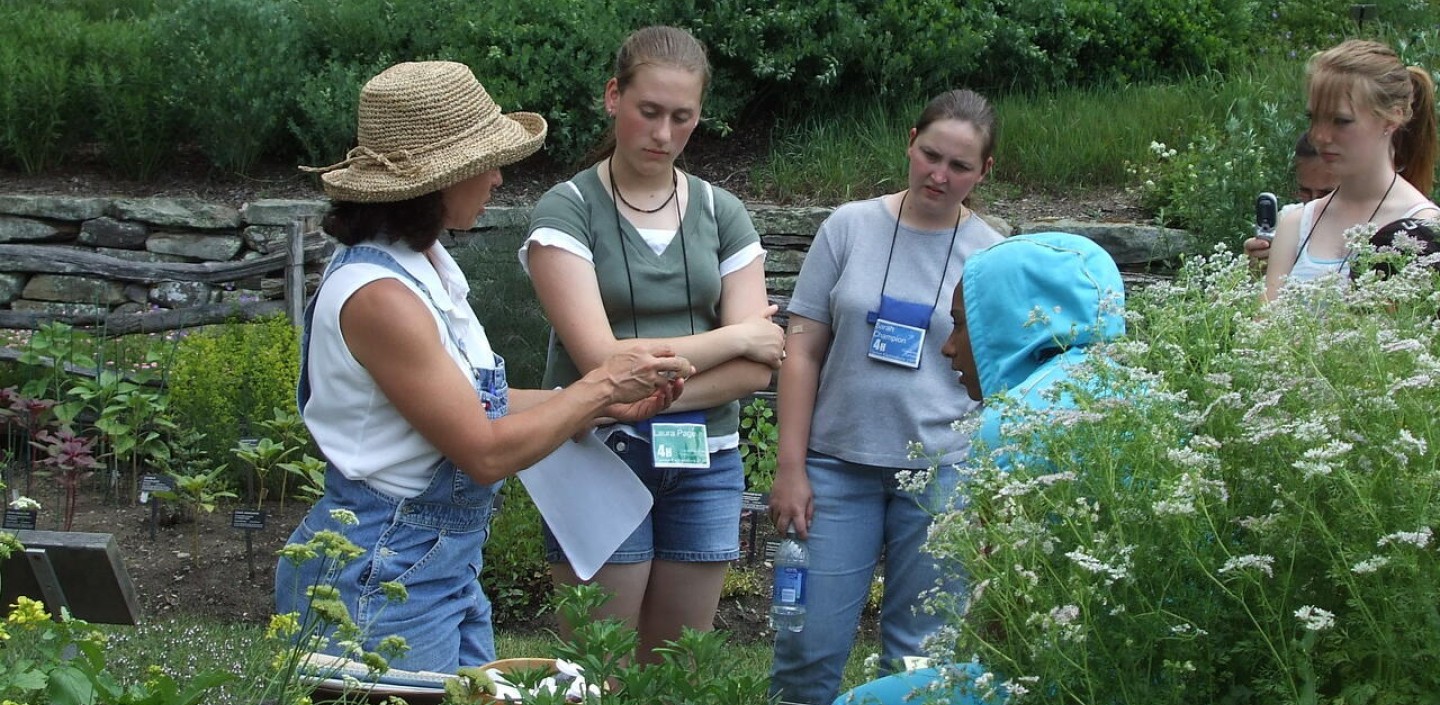 A group of people in a garden