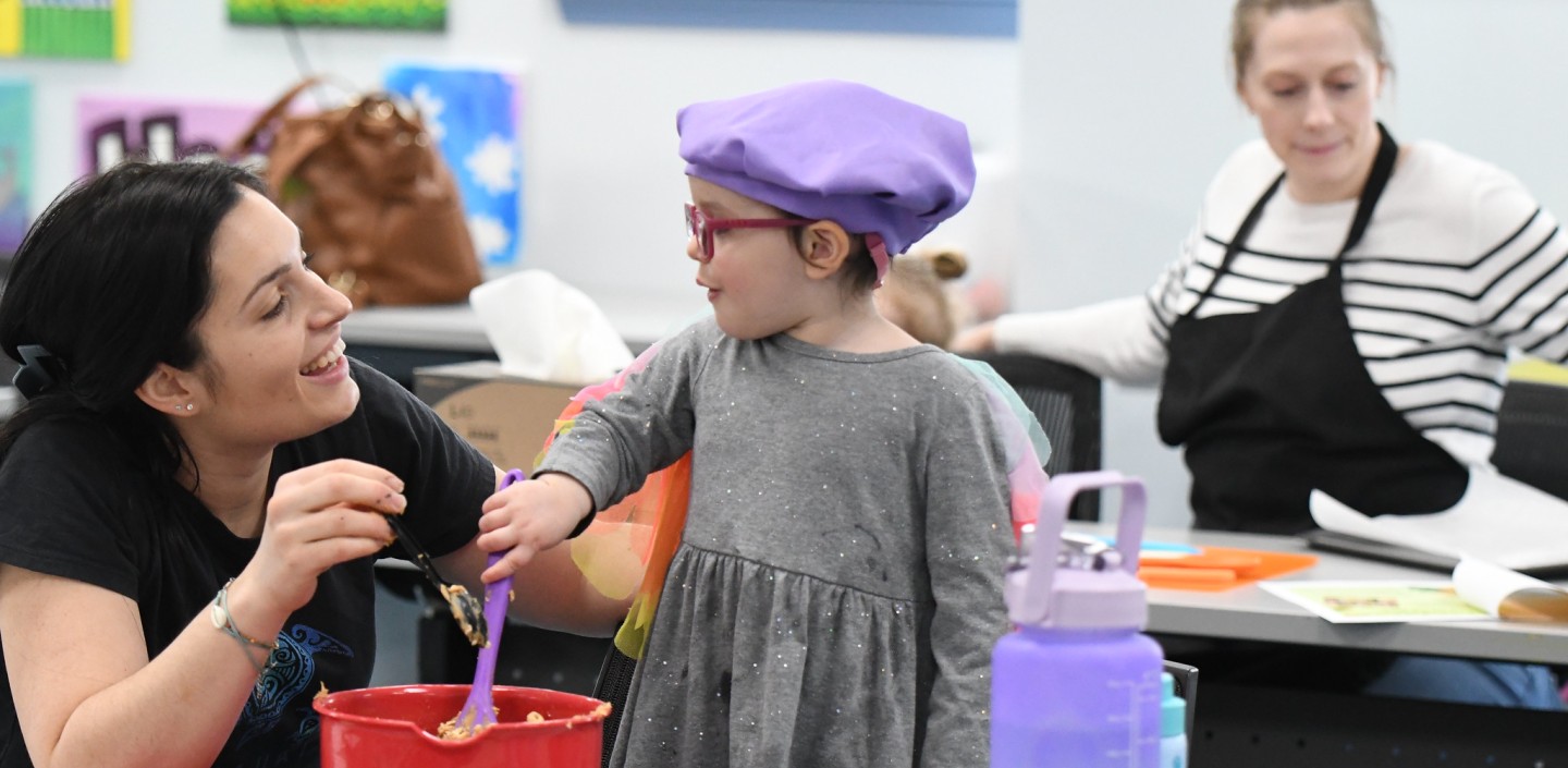 a mother and daughter at the Family Advocacy Program cooking class