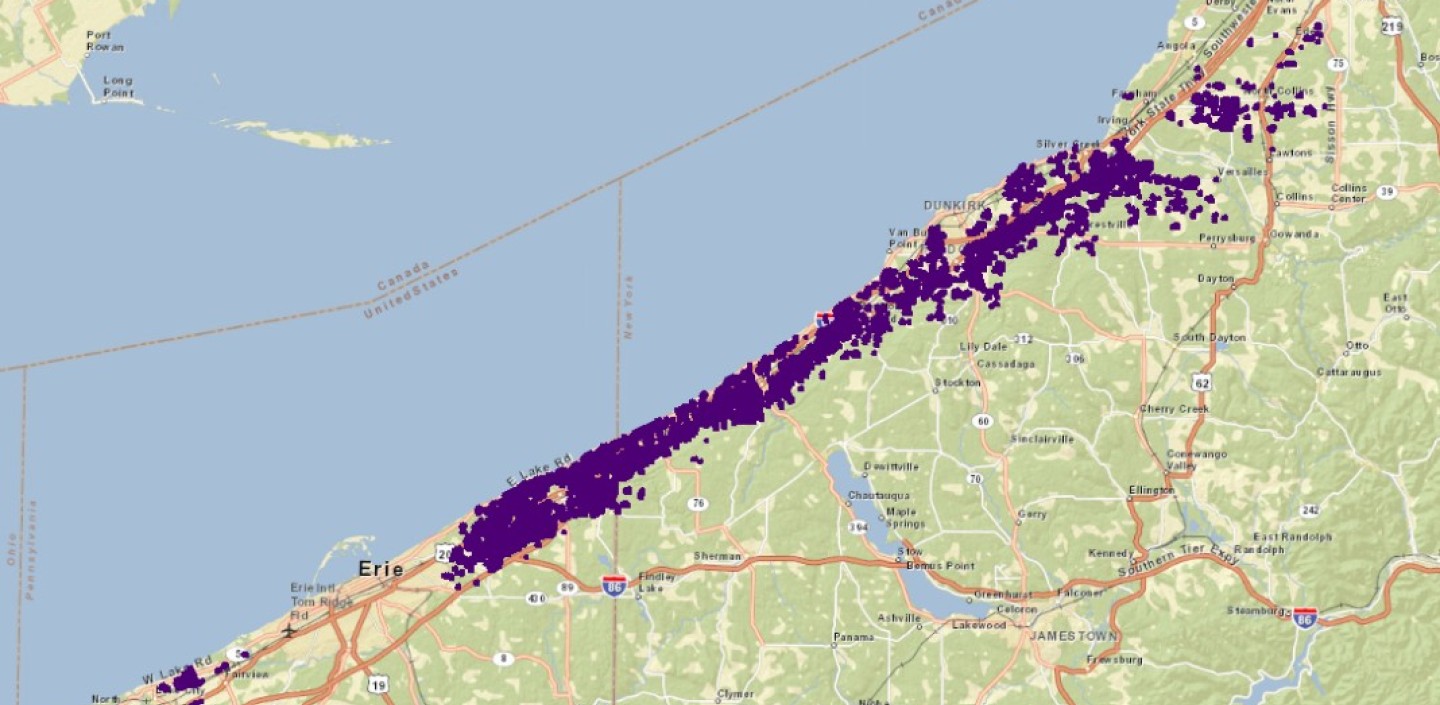 Lake Erie Grape Belt map of vineyards