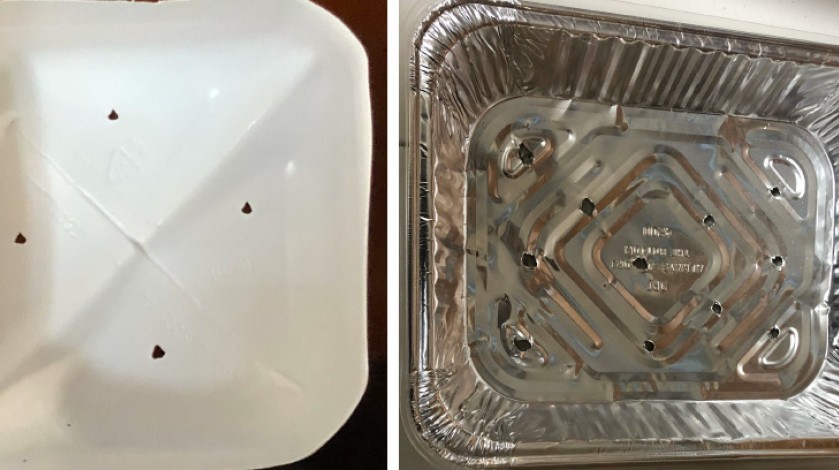 An example of a drainage pan for winterizing seeds.