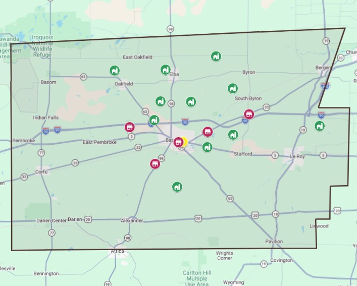 A screenshot of the map of Genesee County