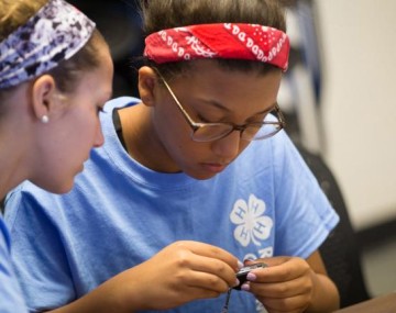Youth in blue 4-H shirt