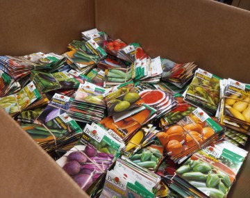 Packets of vegetable seeds.