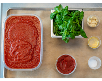 tomato sauce ingredients on table