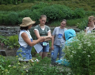 A group of people in a garden
