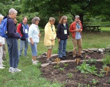 A group of people in a garden