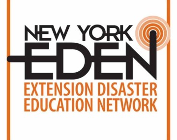 The logo for New York Extension Disaster Education Network (NY EDEN). The logo is orange, white, and black with all caps letters.